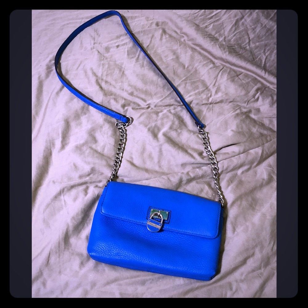 Calvin Klein crossbody blue purse silver hardware